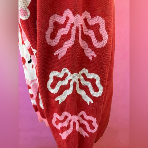 So-Lazo Pink & Red Tea Bunny Knit Sweater Extra-Large - Picture 7 of 9